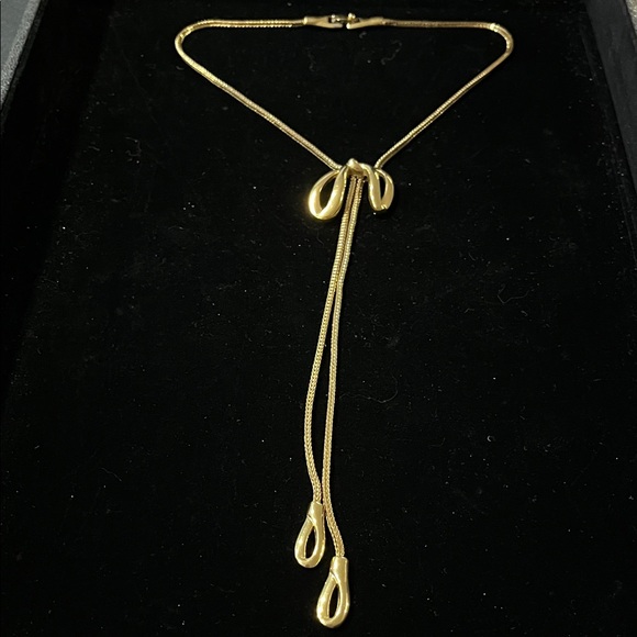 Monet Jewelry - 1635 Monet Vintage Squared Foxtail Bow Lariat Necklace